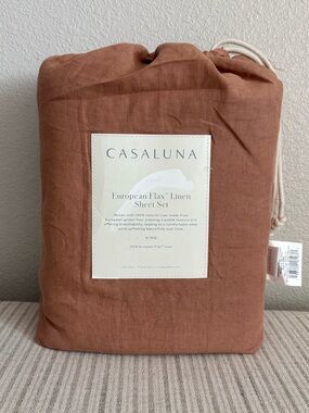 NWT King 100% Linen Sheet Set Adobe Clay - Casaluna